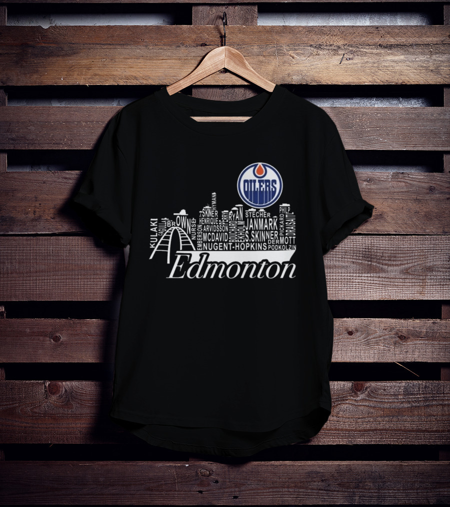 Edmonton Oilers Skyline Names 2025 McDavid Draisaitl Hyman Nugent Hopkins Smith T-Shirt