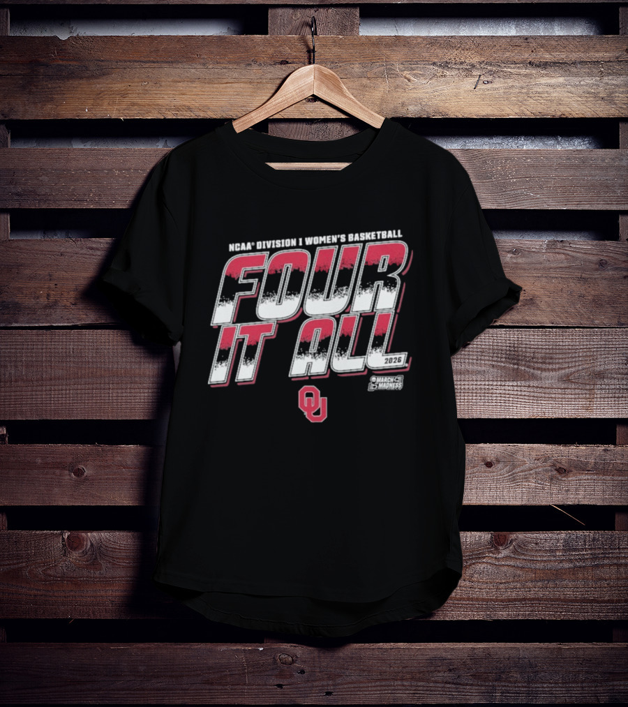 NCAA Division I Women's Basketball Oklahoma Sooners Four It All 2026 OU T-Shirt