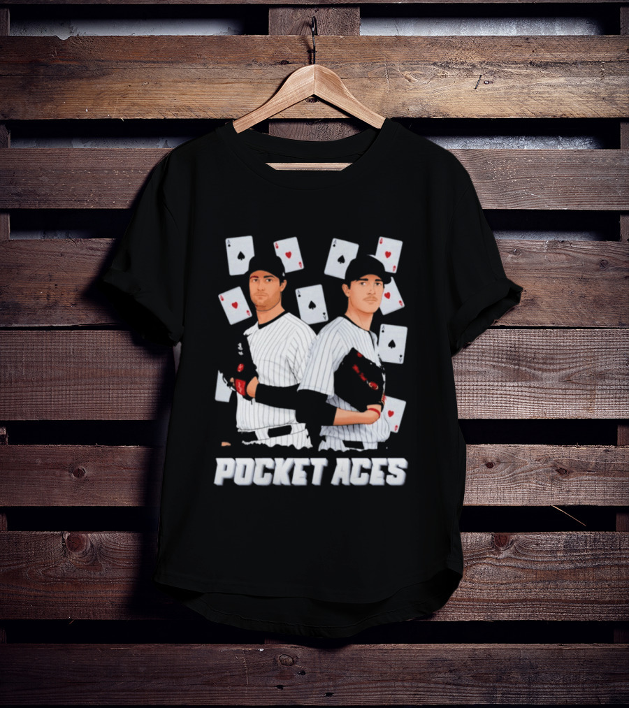 Max Fried Gerrit Cole New York Yankees MLB Pocket Aces Baseball Cards T-Shirt