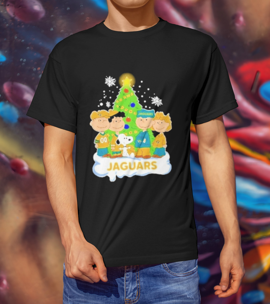 Jacksonville Jaguars Snoopy Peanuts Christmas Tree Celebration T-Shirt