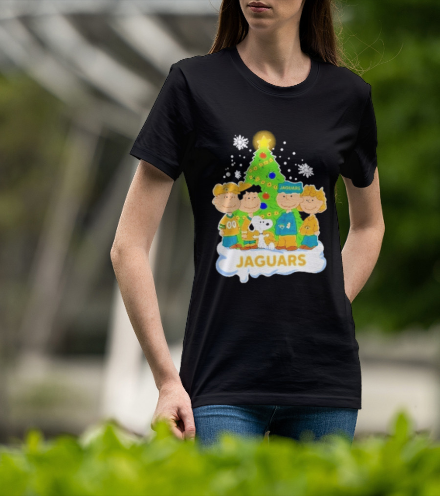 Jacksonville Jaguars Snoopy Peanuts Christmas Tree Celebration T-Shirt