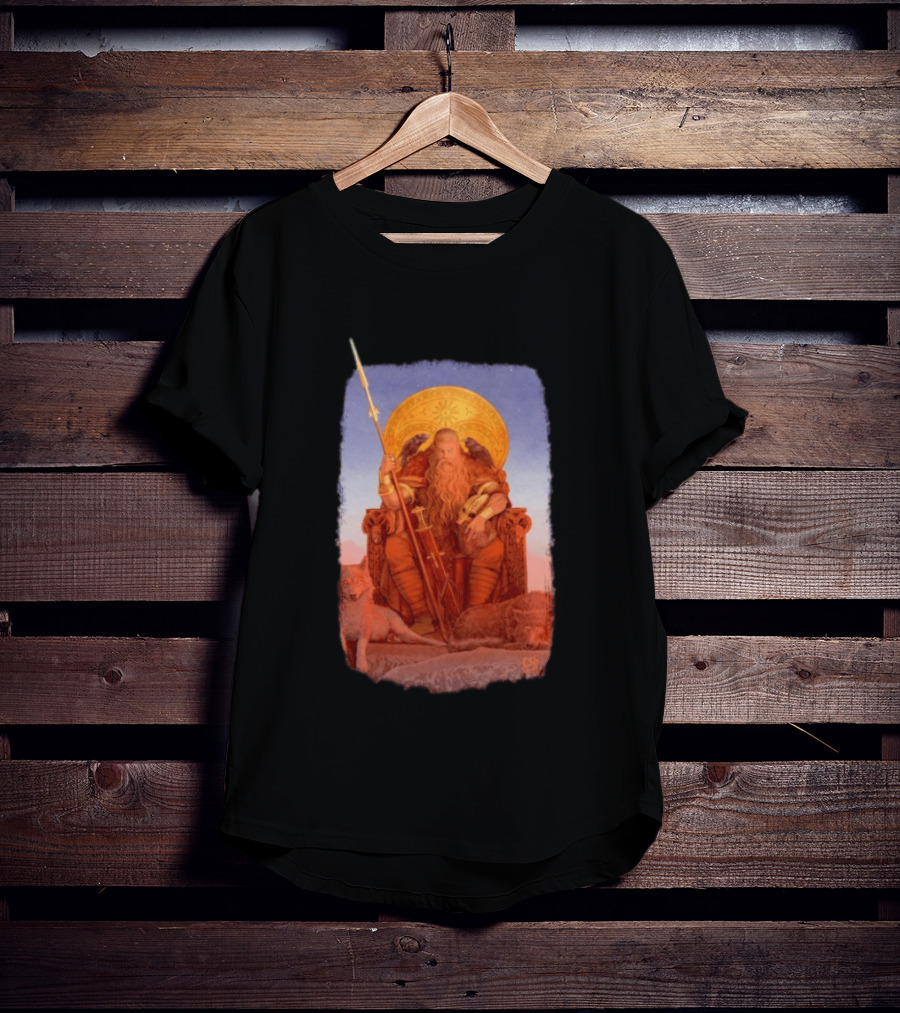 Odin Awakens Norse Mythology Viking God With Wolves And Ravens T-Shirt