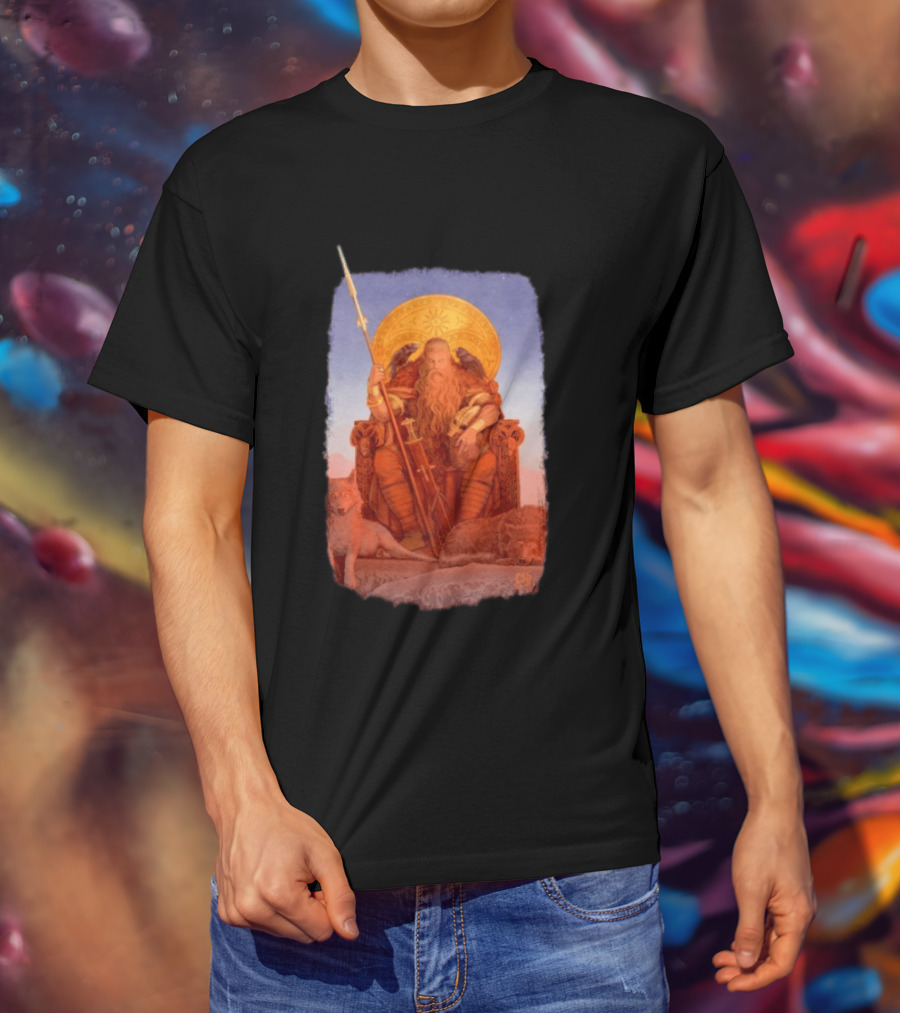 Odin Awakens Norse Mythology Viking God With Wolves And Ravens T-Shirt