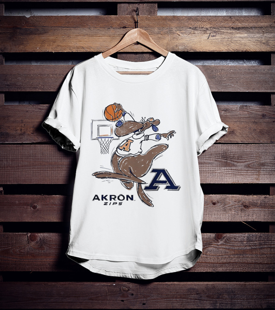 Akron Zips Zippy Basketball Dunking Action T-Shirt