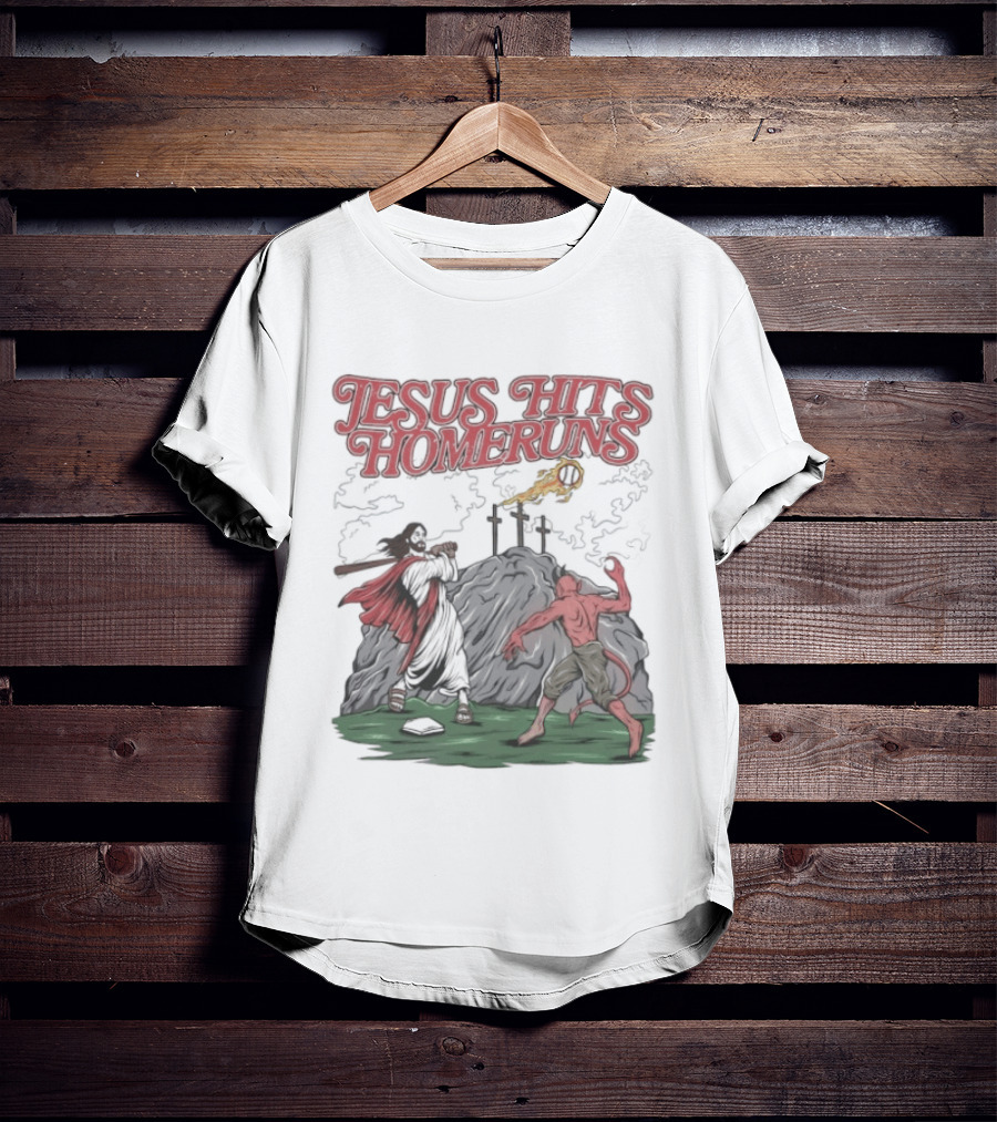 Jesus Hits Homeruns Biblical Baseball T-Shirt