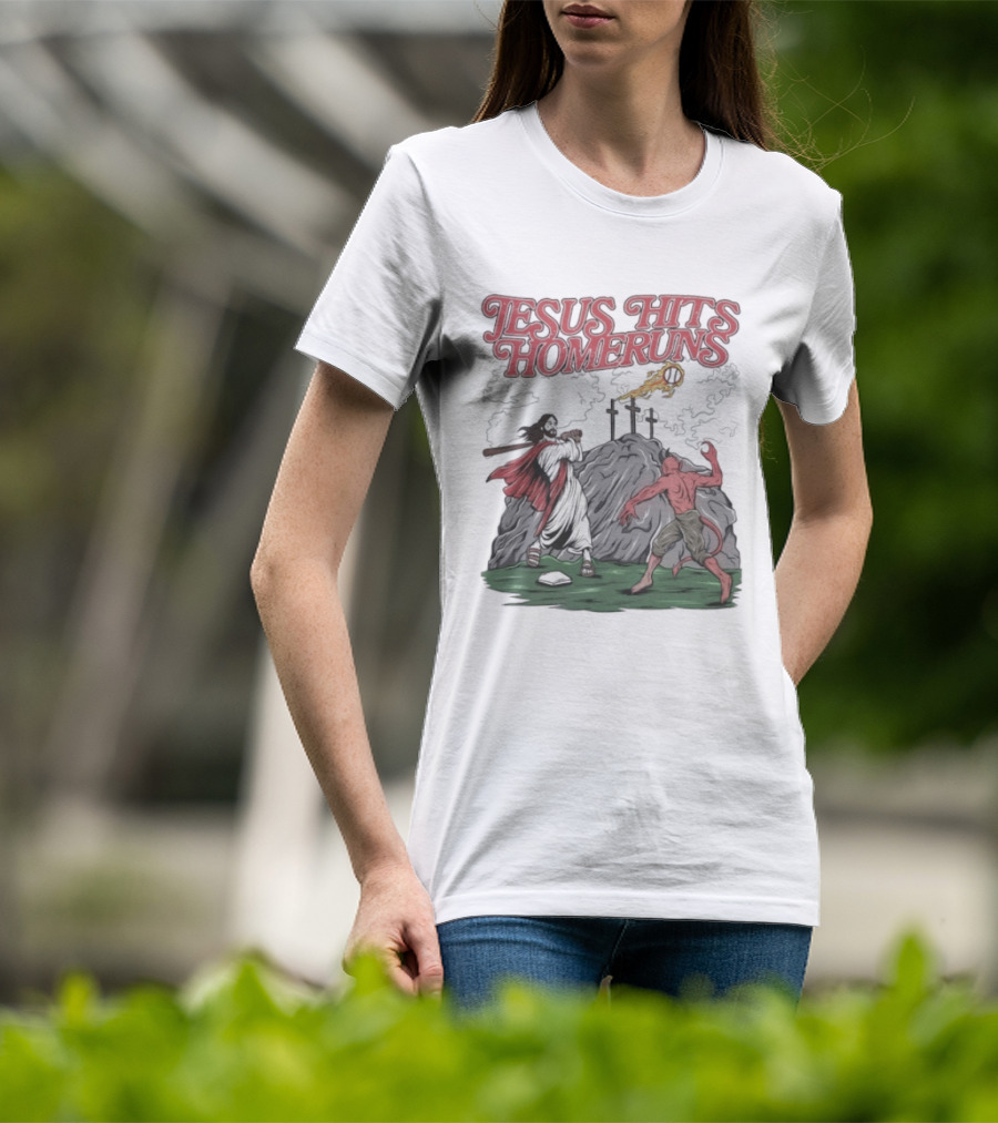 Jesus Hits Homeruns Biblical Baseball T-Shirt