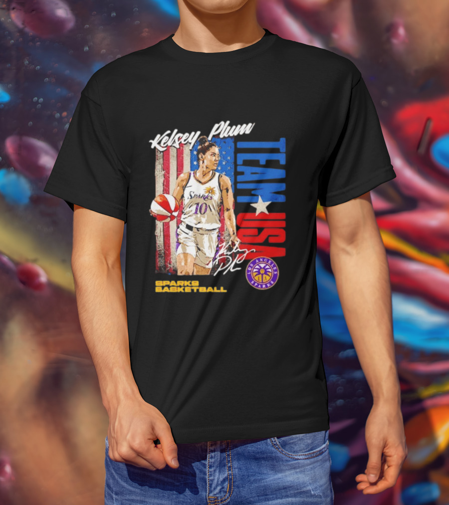 Kelsey Plum Team USA Los Angeles Sparks Basketball Spark T-Shirt