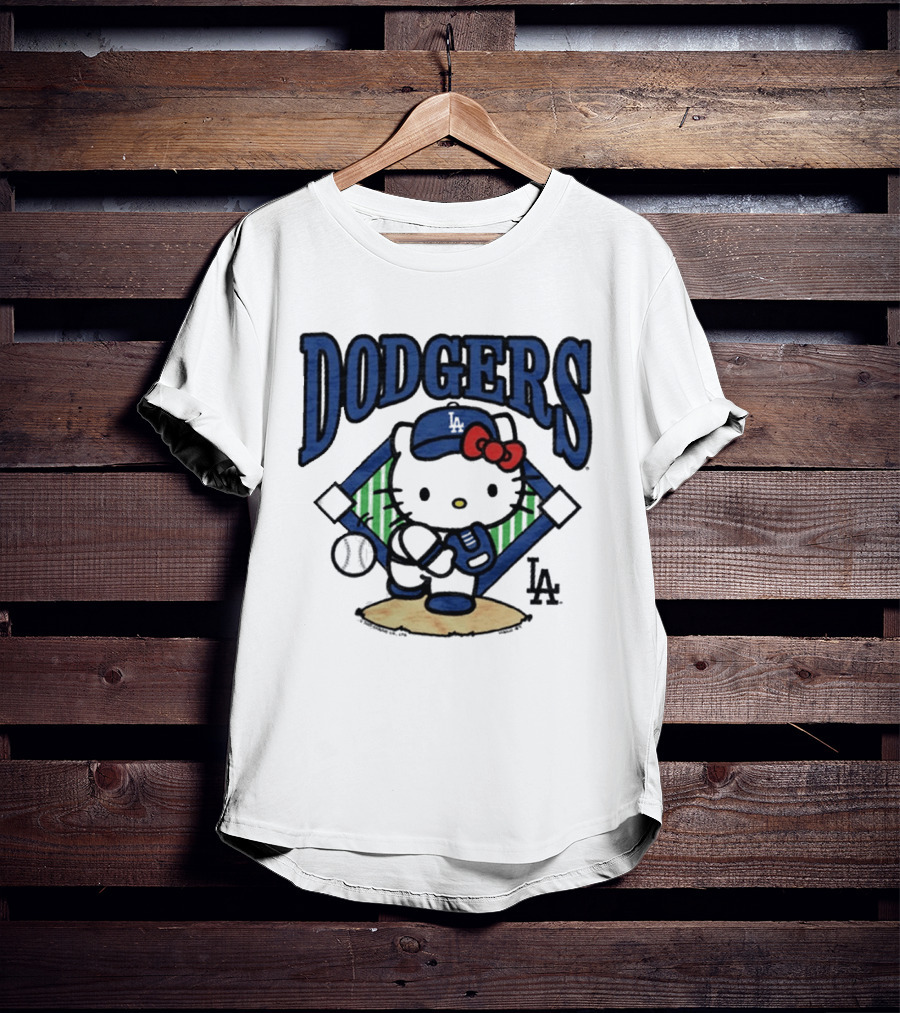Hello Kitty Los Angeles Dodgers Baseball Crossover Fan Merchandise T-Shirt