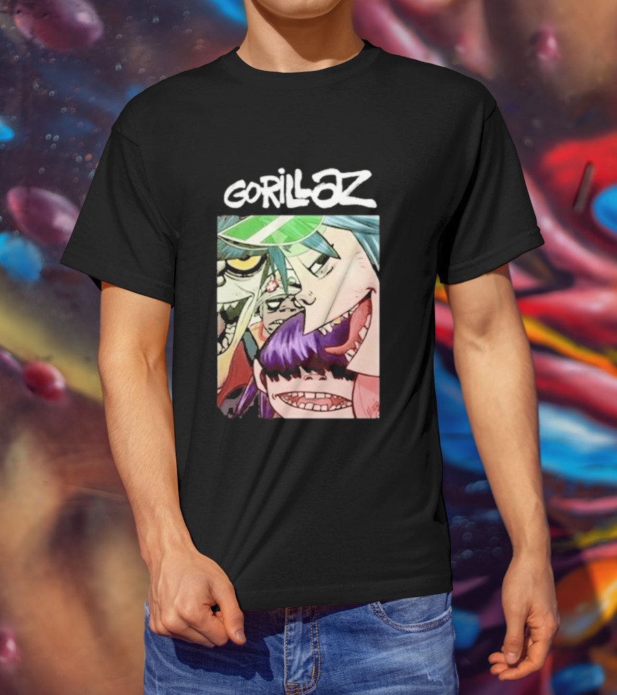 Gorillaz Cartoon Band Characters Art Comic T-Shirt