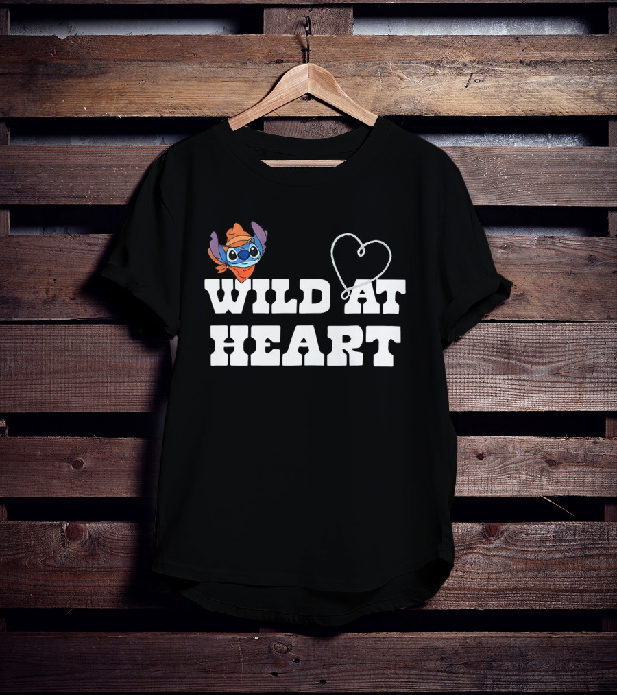 Stitch Wild At Heart With Love Icon And Fun Expression T-Shirt