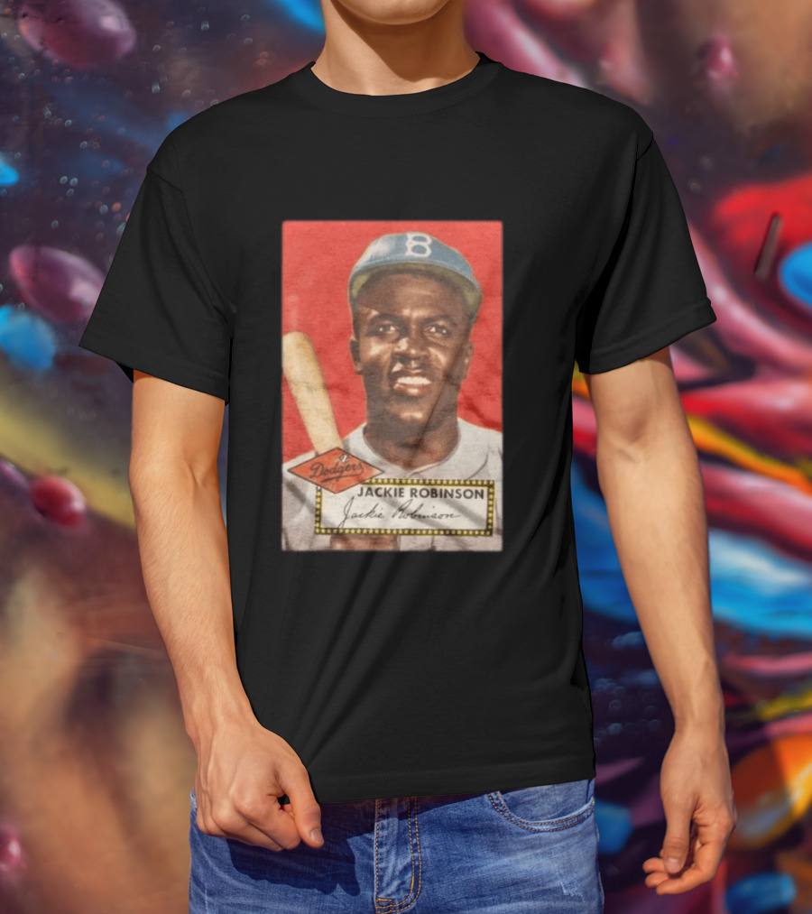 Jackie Robinson 1952 Topps Baseball Dodgers T-Shirt