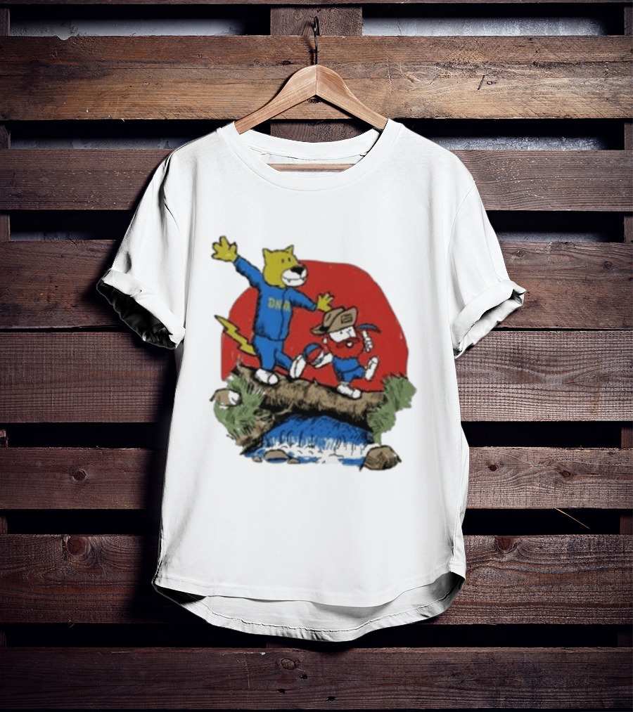 Dnvr Cartoon Friends Bear And Miner Crossing A Bridge T-Shirt