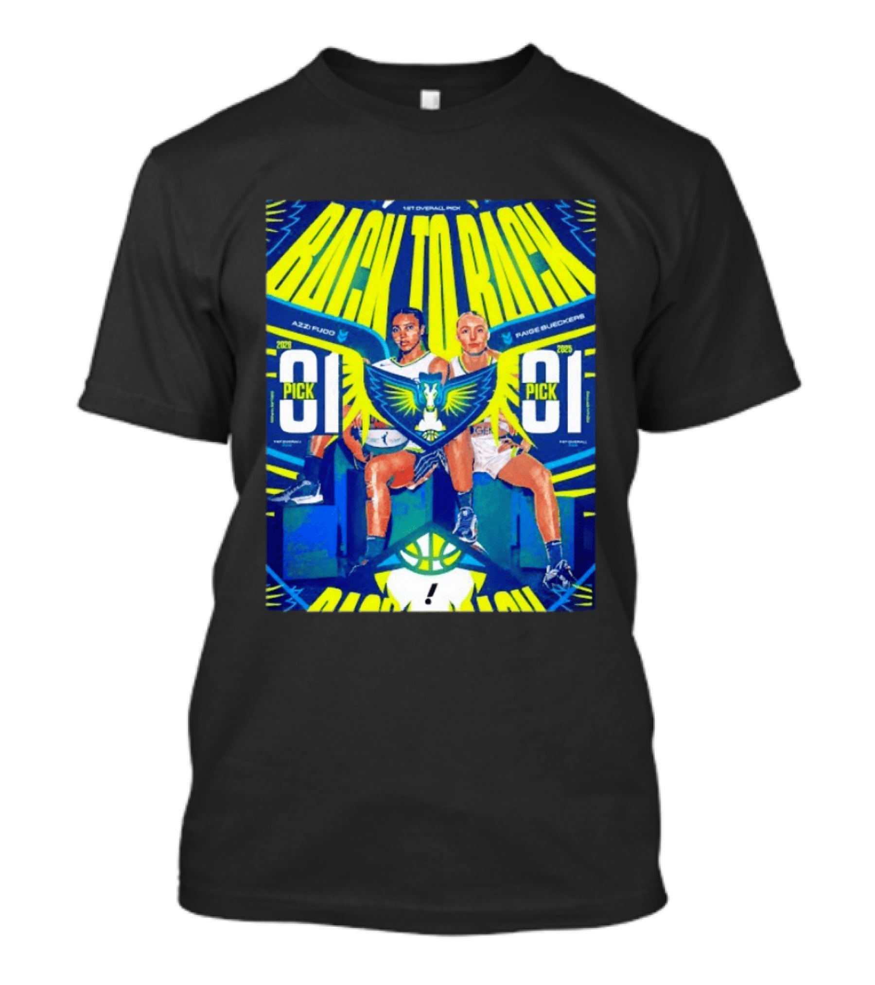 BACK TO BACK Azzi Fudd Paige Bueckers Dallas Wings 2026 1 Pick WNBA Draft T-Shirt