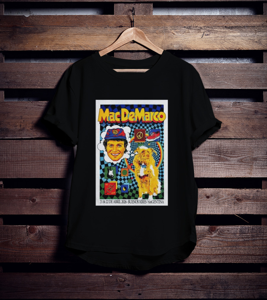 Mac DeMarco 21 22 De Abril 2026 Buenos Aires Argentina Checkerboard Dogg T-Shirt
