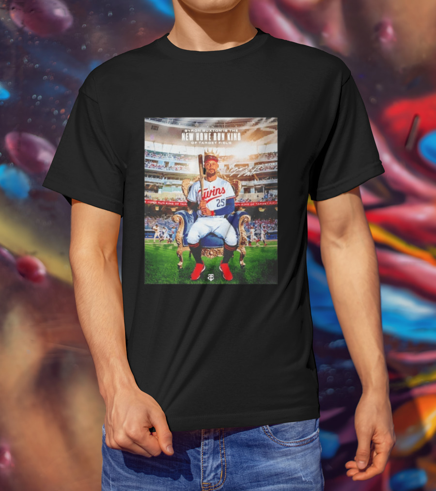 Byron Buxton New Home Run King Target Field Minnesota Twins 25 Throne Crown T-Shirt