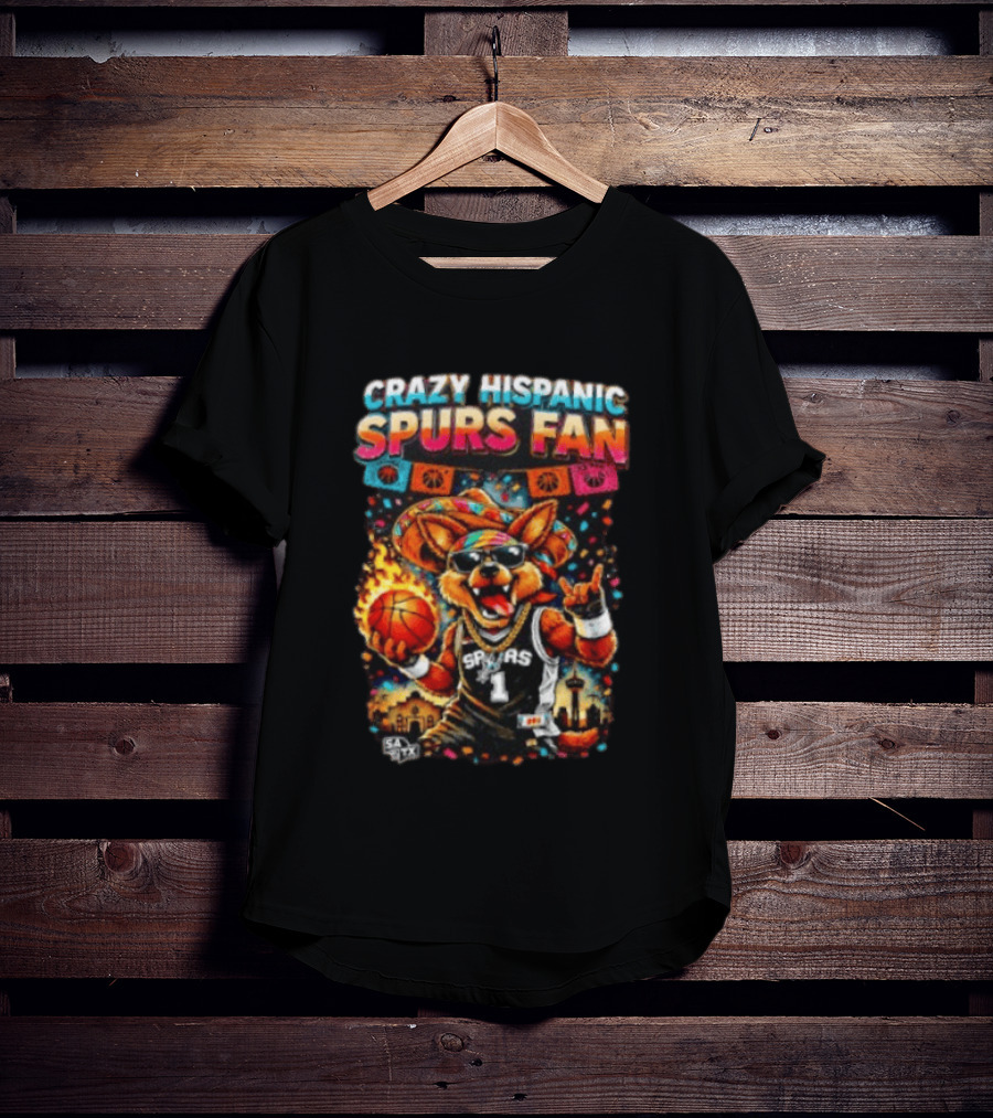 Crazy Hispanic Spurs Fan Fiesta Basketball San Antonio Vibes T-Shirt