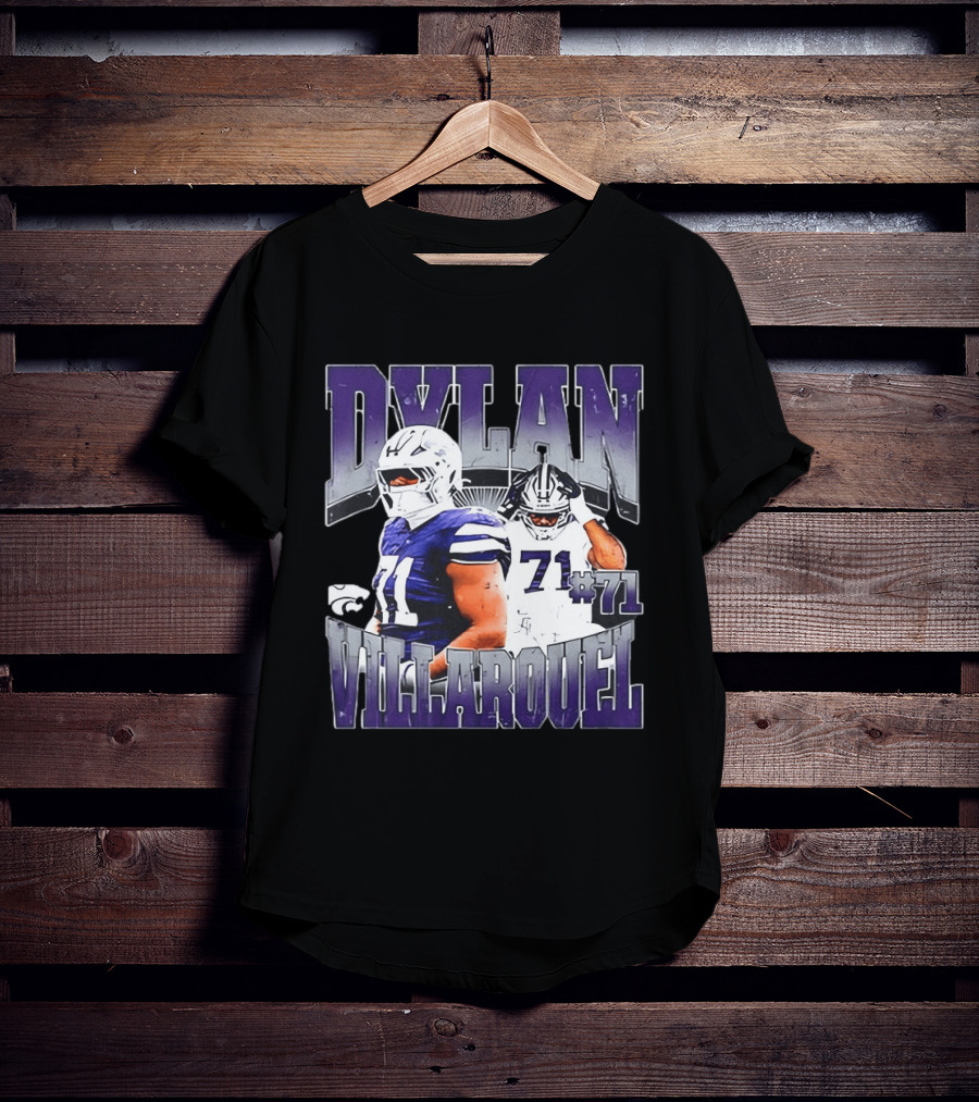 Dylan Villarouel Kansas State Wildcats Football #71 Player T-Shirt