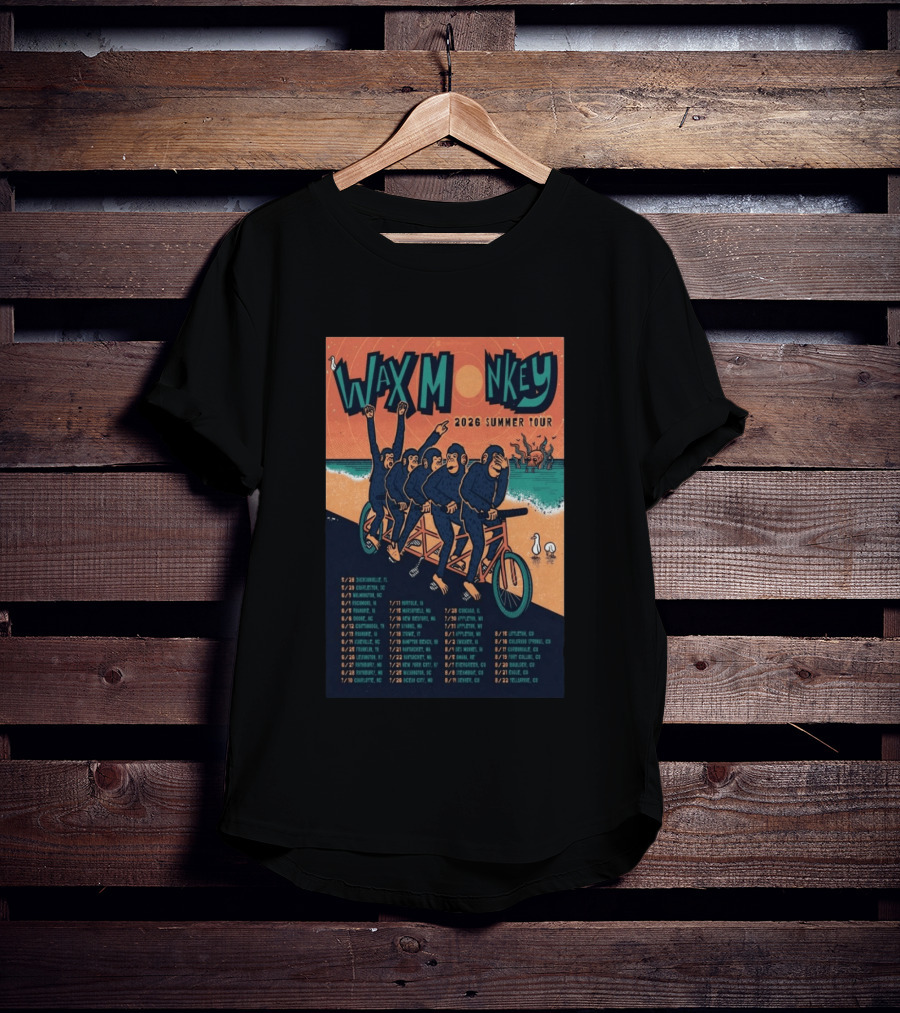 Wax Monkey 2026 Summer Tour Bicycle Monkeys Coastal Cities Concert Dates T-Shirt