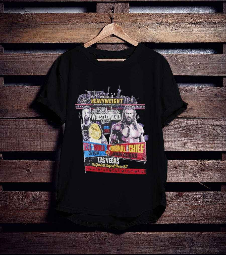 WrestleMania 42 Vegas World Heavyweight CM Punk Vs Roman Reigns T-Shirt