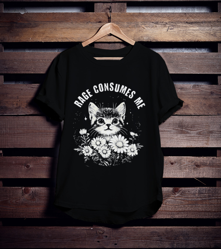 Rage Consumes Me Cat Floral Flowers And Sparkles T-Shirt