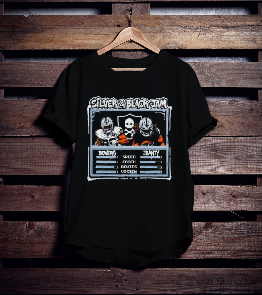 Silver Black Jam Brock Bowers Ashton Jeanty Raiders Speed Catch Routes Vision T-Shirt