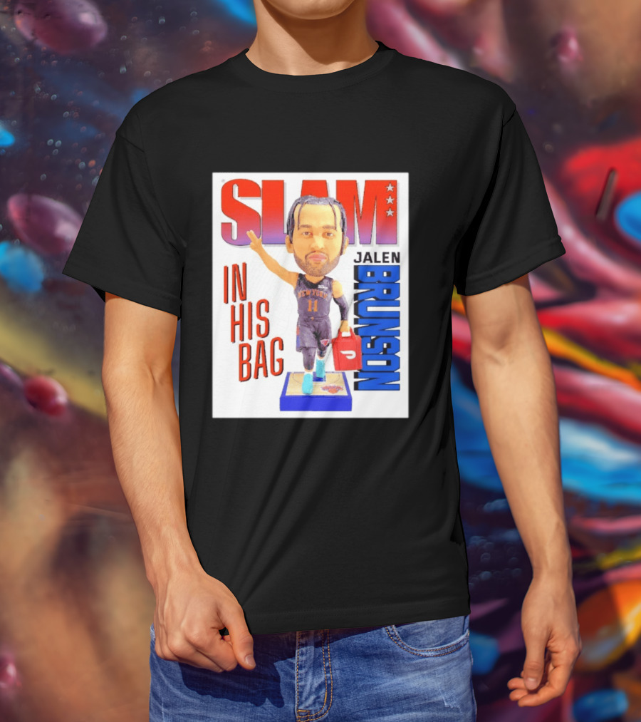 Slam Jalen Brunson New York Knicks In His Bag Big Bobblehead T-Shirt