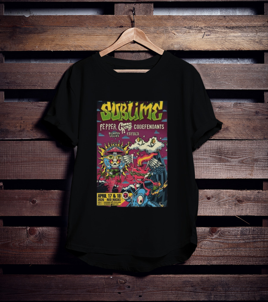 Sublime Red Rocks Pepper Common Kings Codefendants April 17 18 2026 T-Shirt