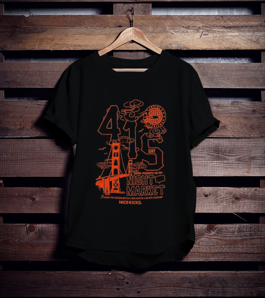 415 San Francisco Golden Gate Bridge Night Market Cityscape T-Shirt