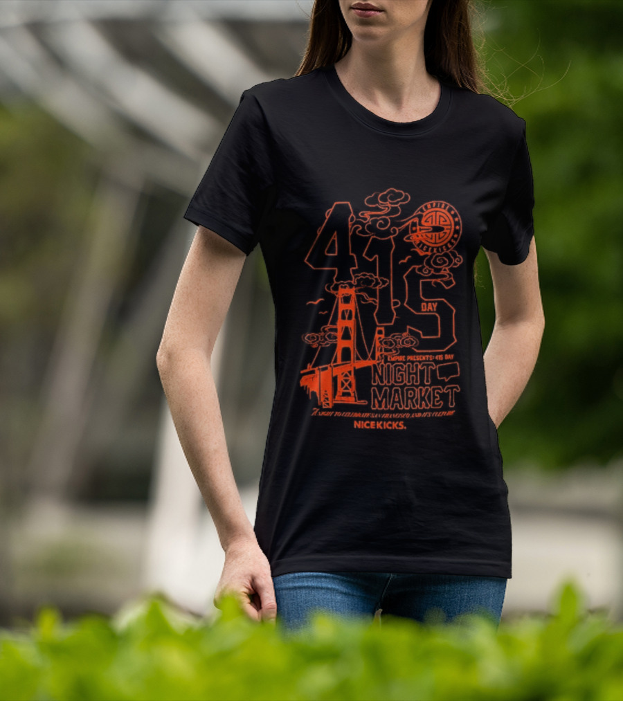 415 San Francisco Golden Gate Bridge Night Market Cityscape T-Shirt