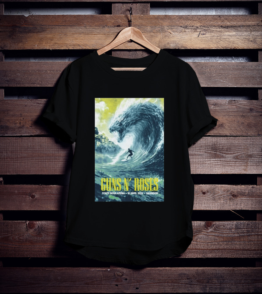 Guns N' Roses Concert April 15 2026 Fonte Nova Arena Salvador Surfer Wave T-Shirt