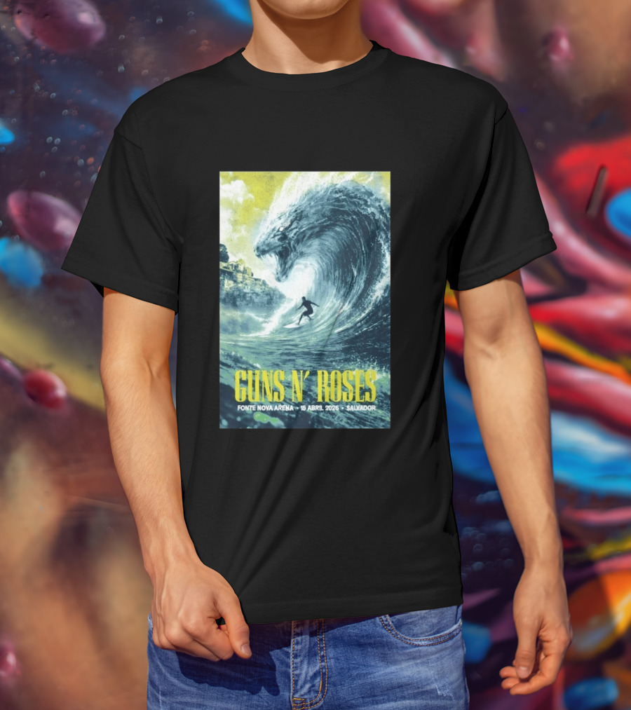 Guns N' Roses Concert April 15 2026 Fonte Nova Arena Salvador Surfer Wave T-Shirt