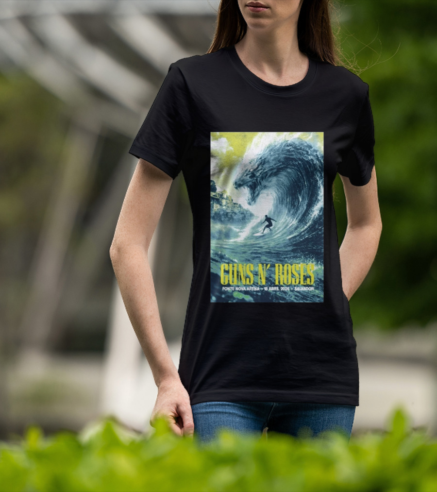 Guns N' Roses Concert April 15 2026 Fonte Nova Arena Salvador Surfer Wave T-Shirt