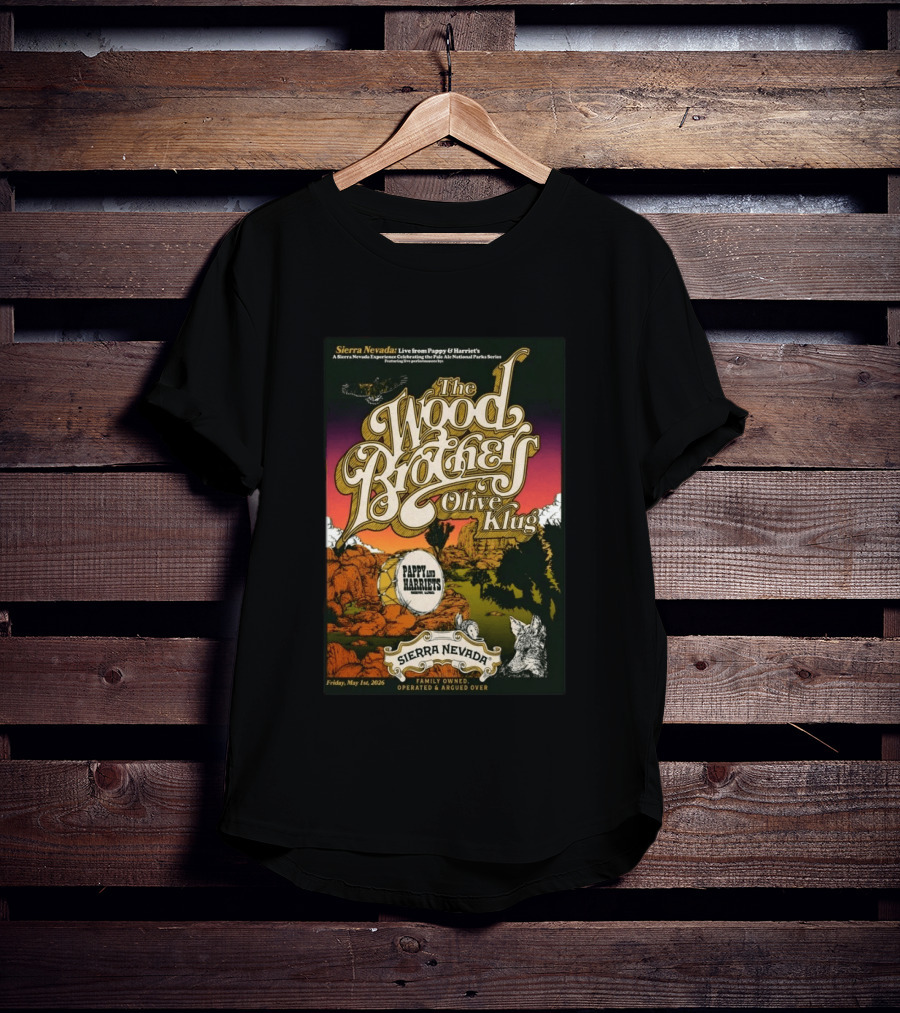 Sierra Nevada Presents The Wood Brothers Olive Klug Live May 1 2026 Pappy & Harriet's Pioneertown CA T-Shirt