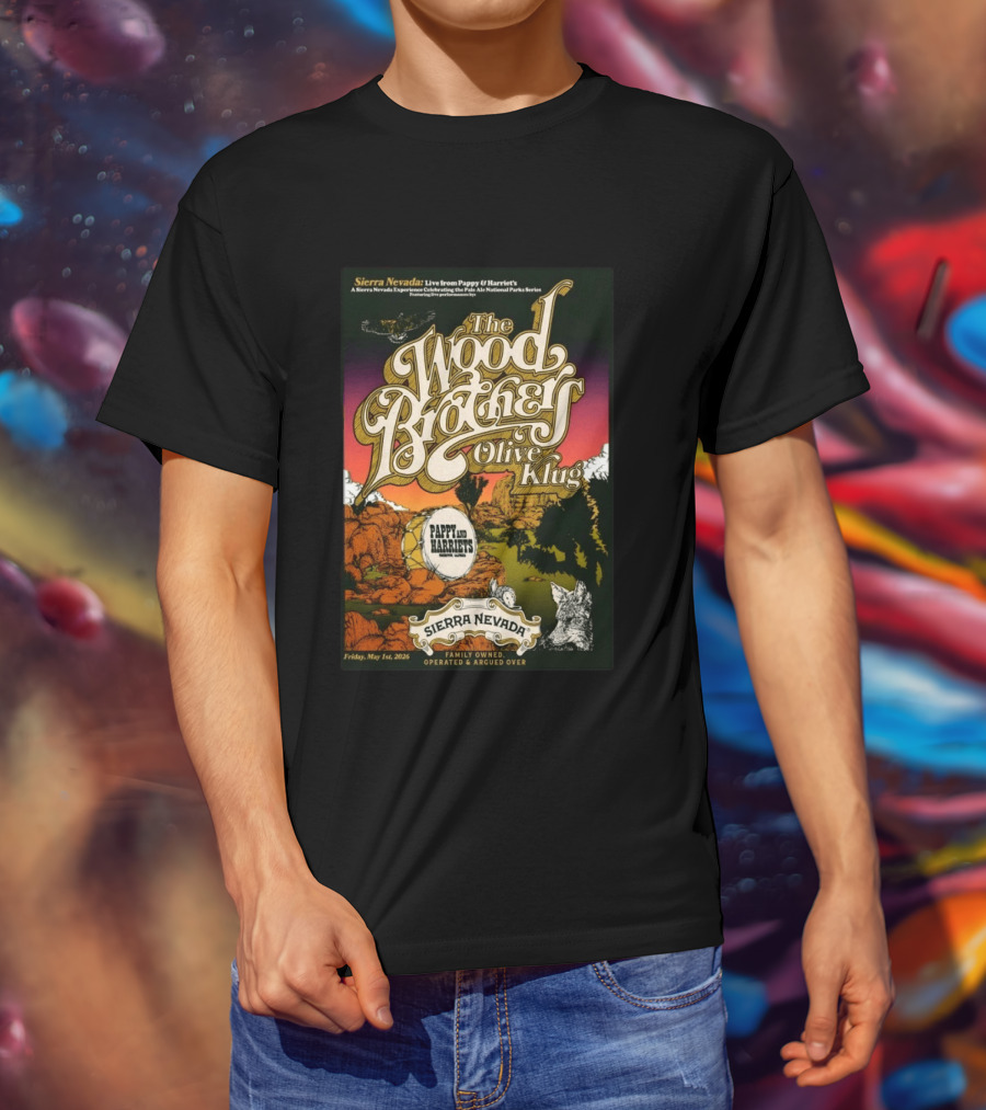 Sierra Nevada Presents The Wood Brothers Olive Klug Live May 1 2026 Pappy & Harriet's Pioneertown CA T-Shirt