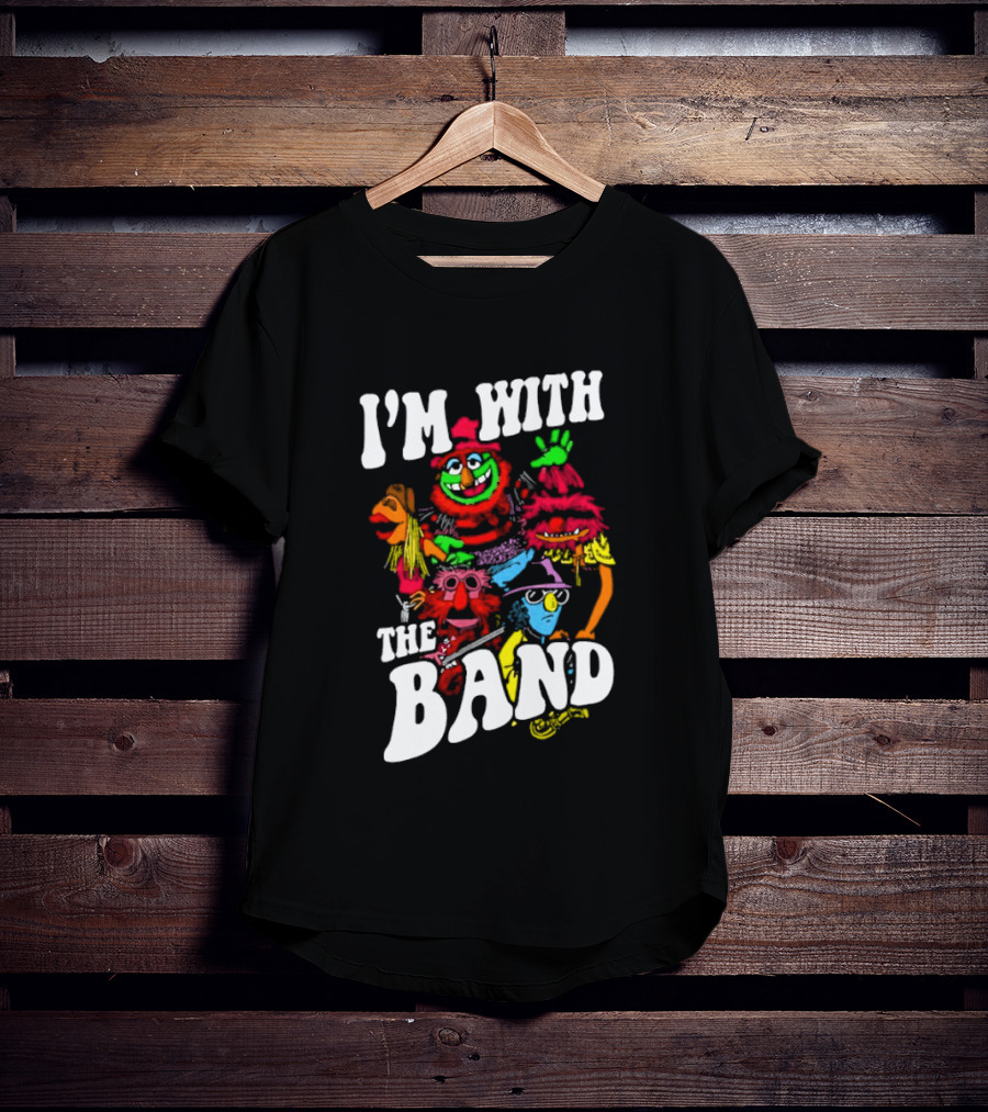 I'm With The Band Muppet Characters Colorful Collage T-Shirt