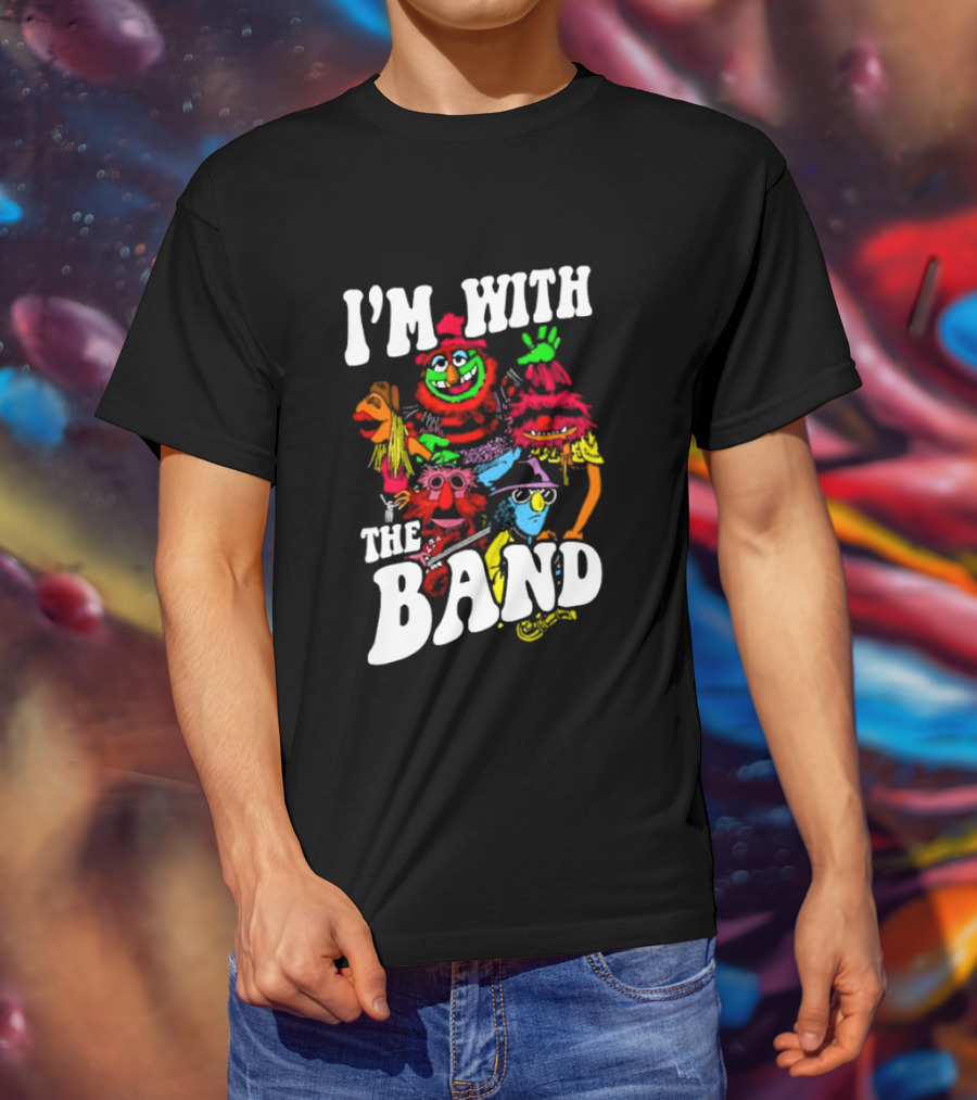 I'm With The Band Muppet Characters Colorful Collage T-Shirt