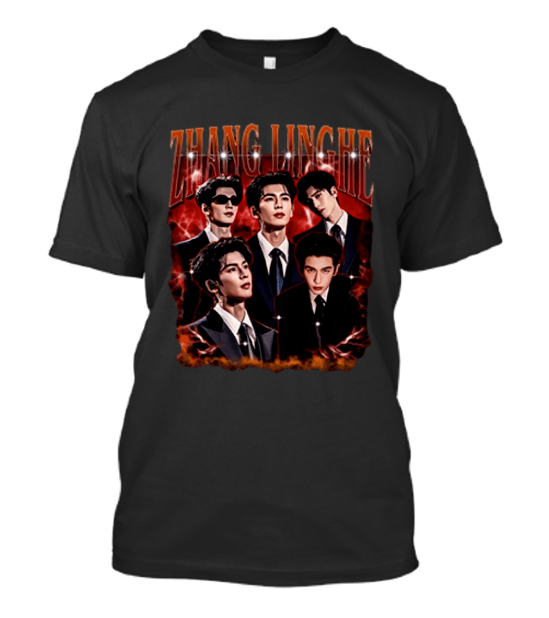 Zhang Linghe CDrama Actor Dramatic Red Lightning T-Shirt