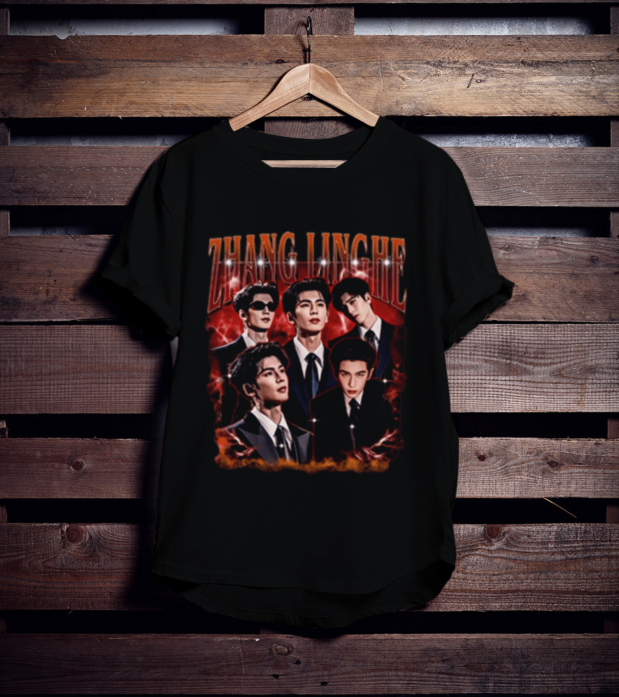 Zhang Linghe CDrama Actor Dramatic Red Lightning T-Shirt