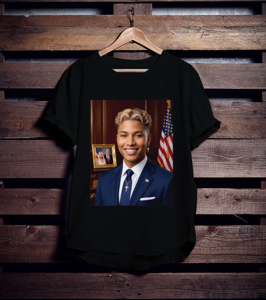 Kenzo J. Trump 2026 Presidential Portrait With USA Flag And Photo Frame T-Shirt