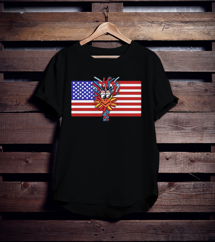Patriotic Gooney Bird American Flag Hearts And Stripes T-Shirt