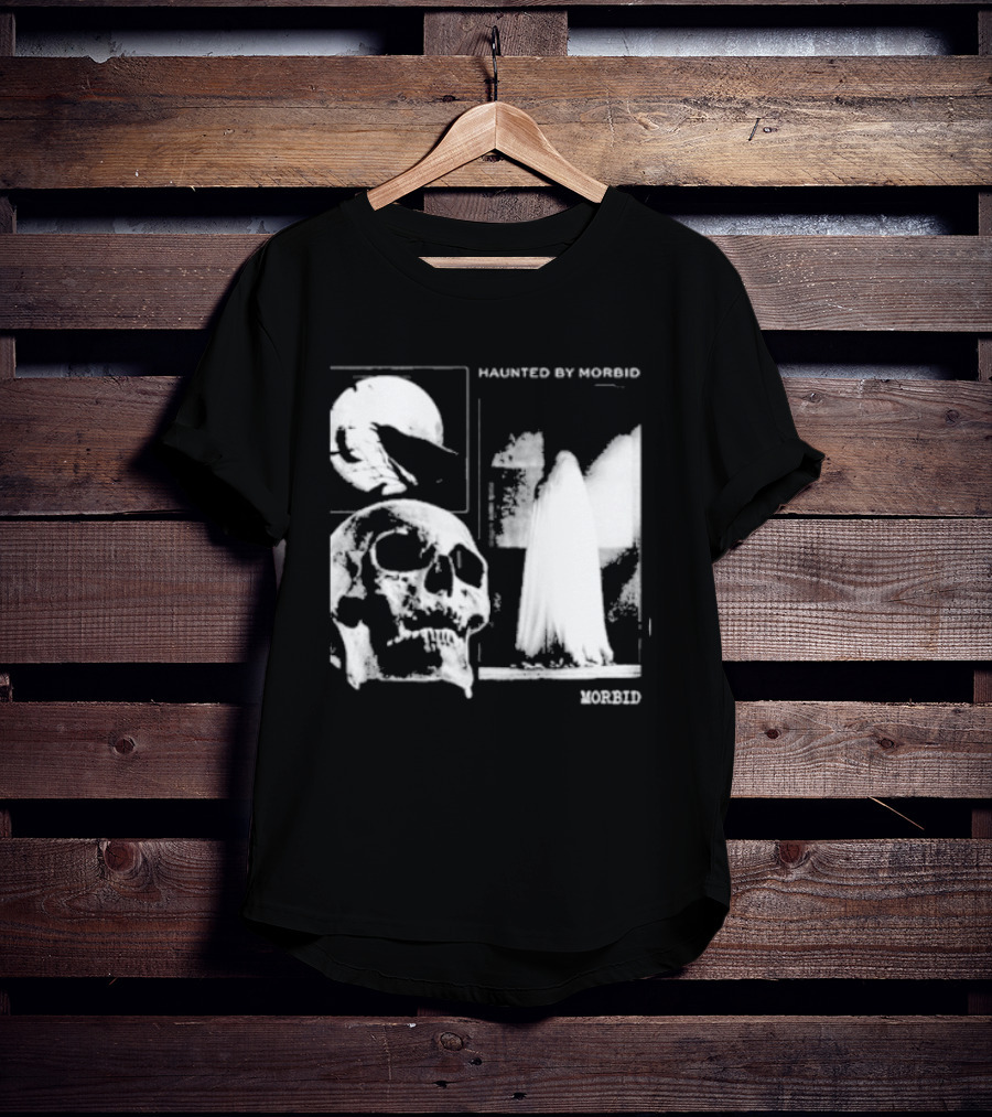 Haunted By Morbid Skull And Ghost Imagery Morbid Podcast T-Shirt