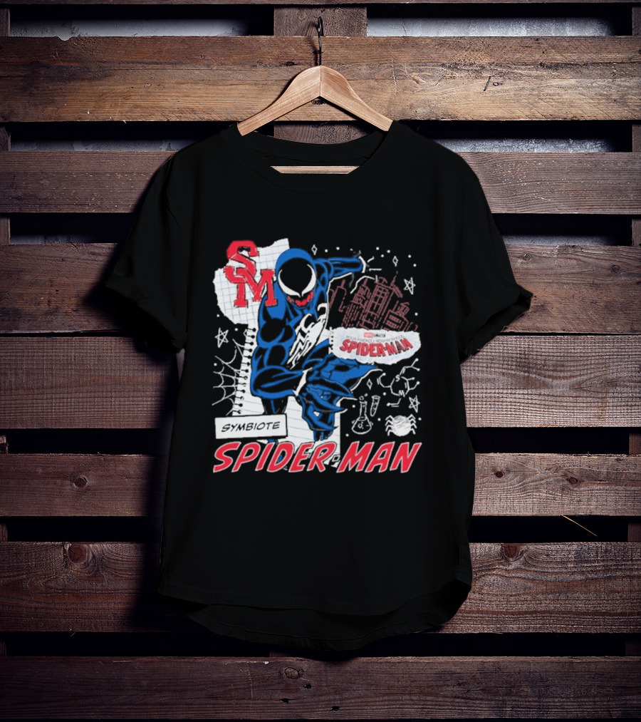 Marvel Symbiote Spider Man Sketch SM Spiderman In City Scene T-Shirt