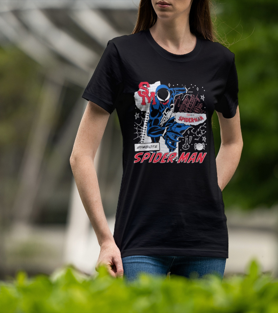 Marvel Symbiote Spider Man Sketch SM Spiderman In City Scene T-Shirt