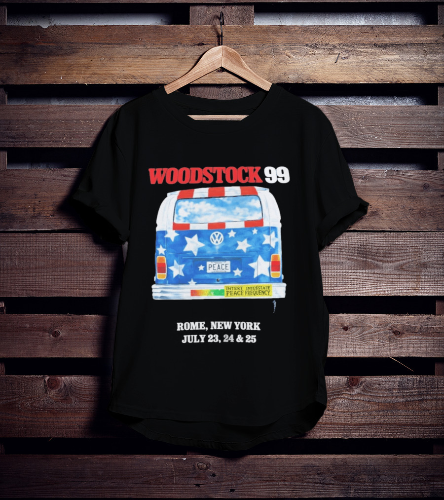 Woodstock 99 Something Very Bad Is Going To Happen Peace Frequency VW Van T-Shirt