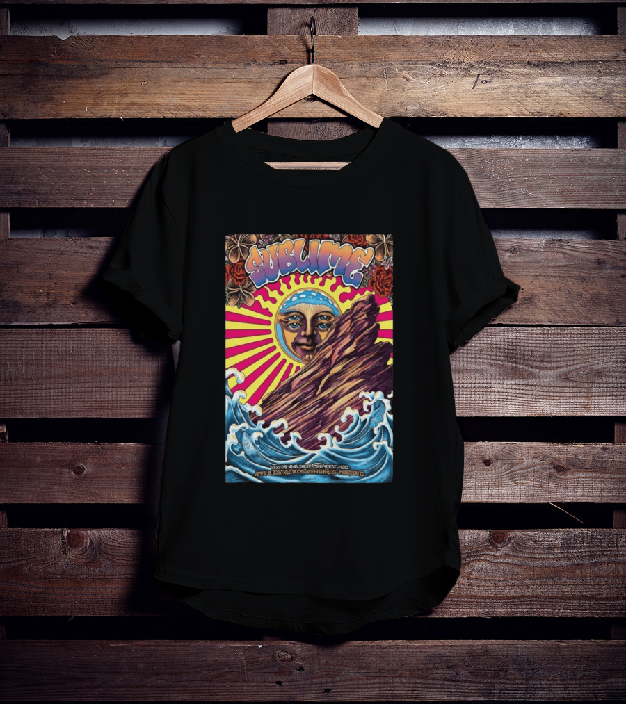 Sublime April 18 2026 Red Rocks Amphitheatre Morrison CO Performing Their Greatest Hits Sun Ocean Waves T-Shirt