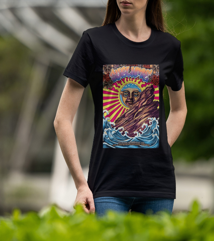 Sublime April 18 2026 Red Rocks Amphitheatre Morrison CO Performing Their Greatest Hits Sun Ocean Waves T-Shirt