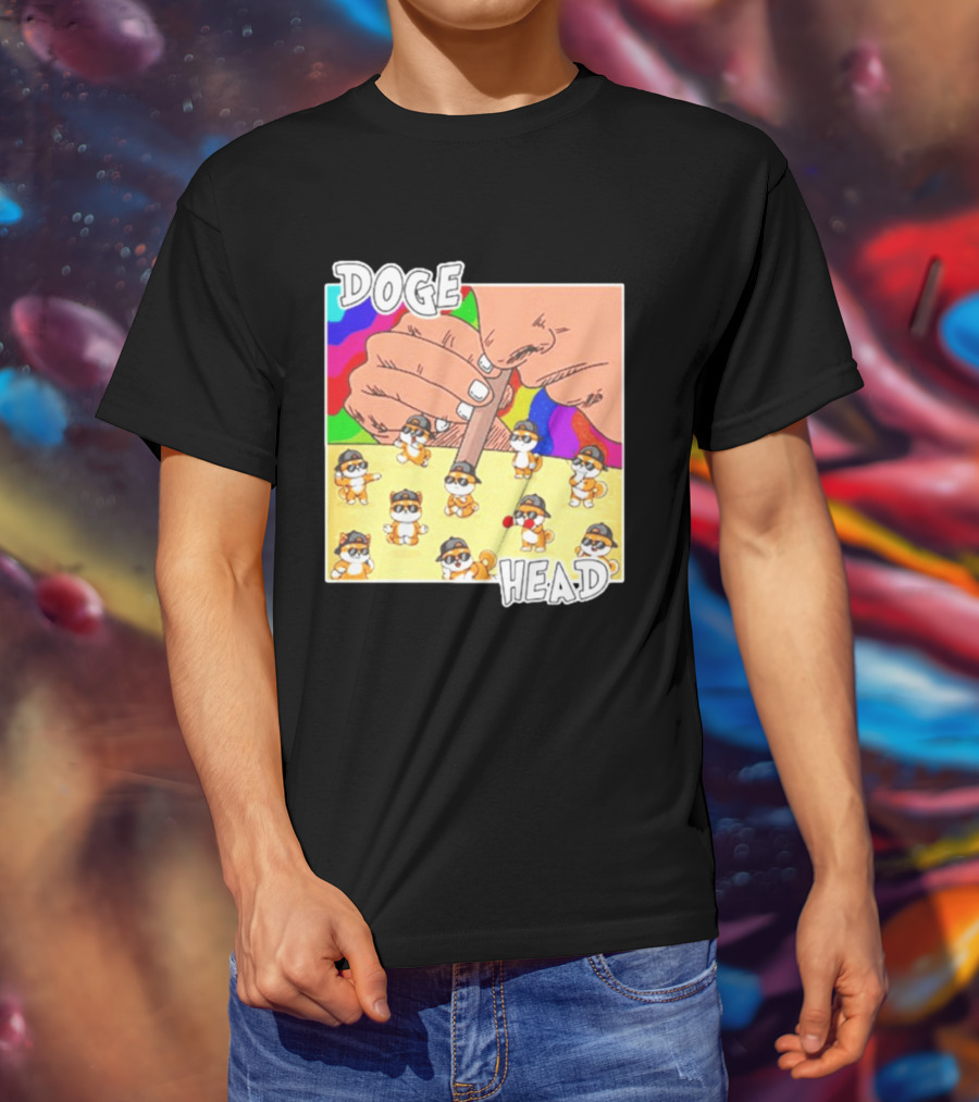 Doge Head Meme Cartoon With Dogs And Sunglasses T-Shirt