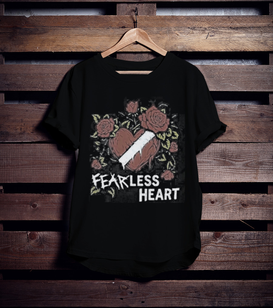 Fearless Heart Pink Roses And Yellow Leaves T-Shirt