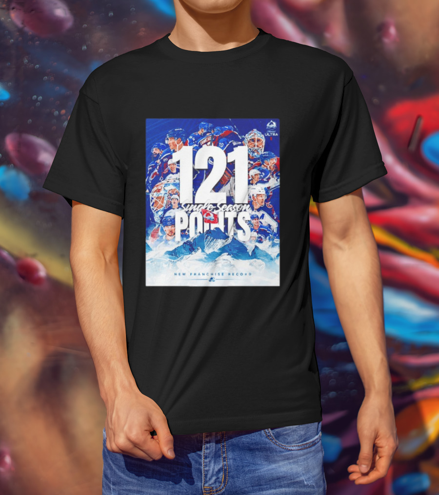 Colorado Avalanche 121 Single Season Points New Franchise Record T-Shirt