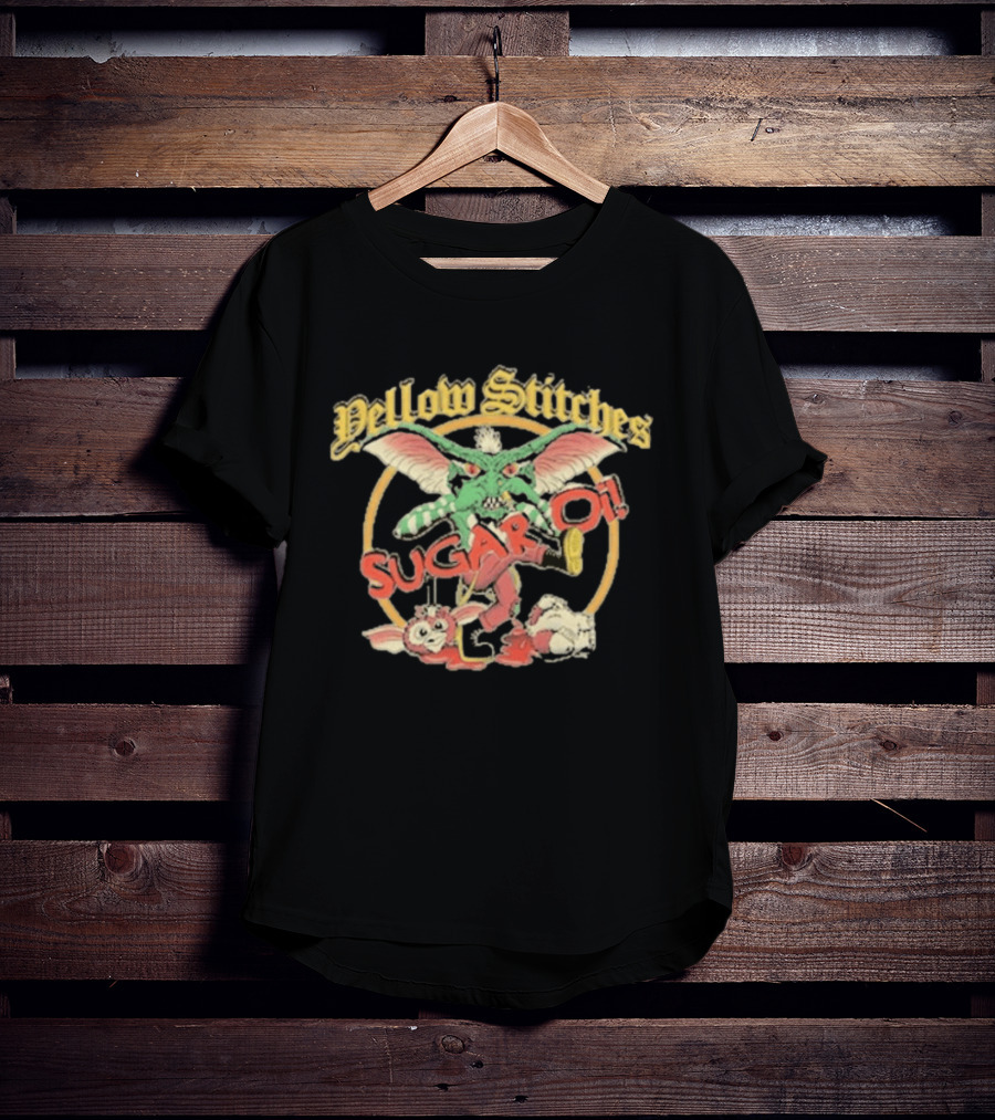 Yellow Stitches Sugar Oi Creature With Wings And Mischievous T-Shirt